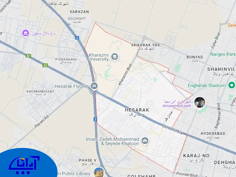محدوده امداد خودرو در حصارک کرج